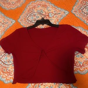 shein red crop top with strings